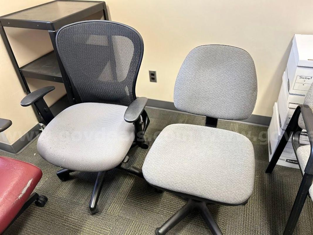 Set of Two Black and Gray Chairs w/Wheels