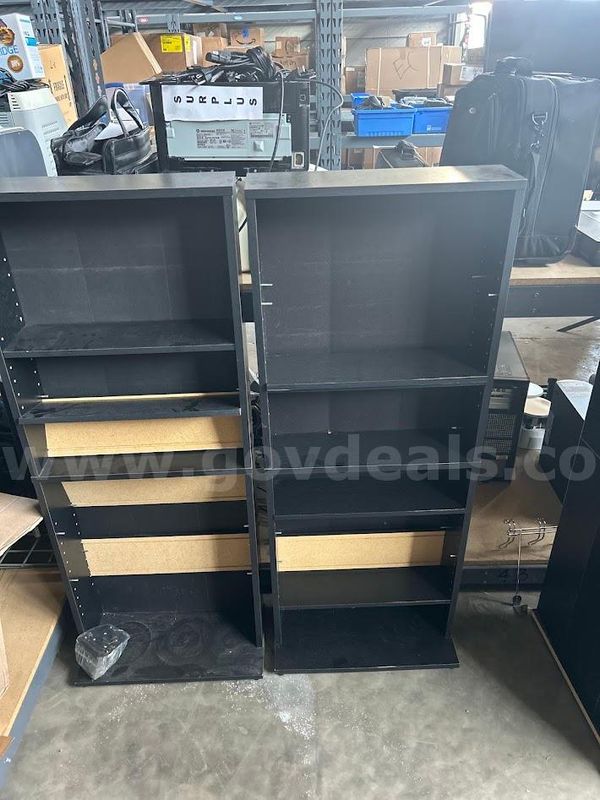Lot of Slim Black Book Shelves