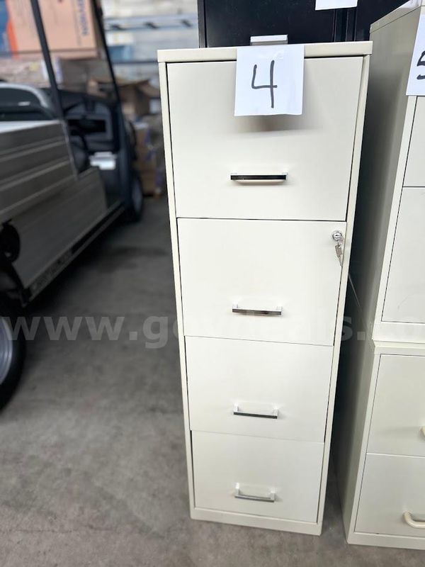 Tan four drawer file cabinet