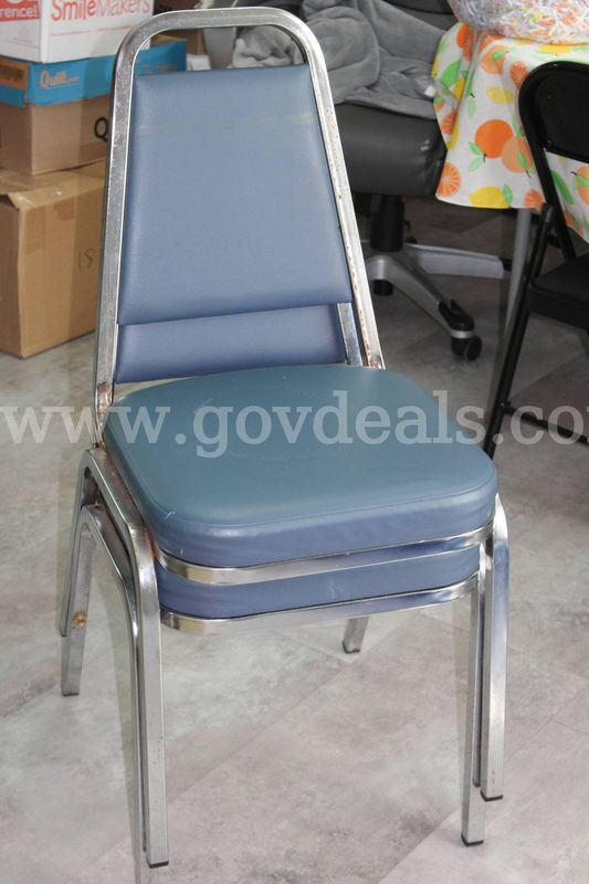 2 Blue Chairs Trimmed In Silver In Fair Condition