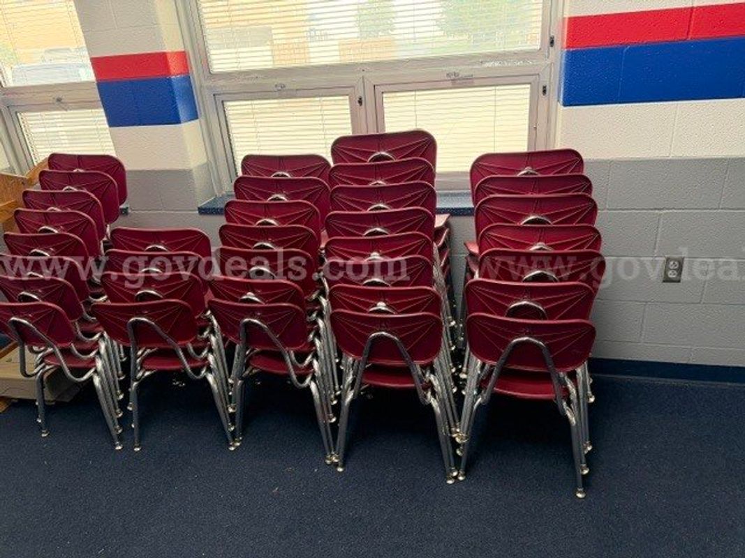 Lot of 55 Student Chairs Red Plastic