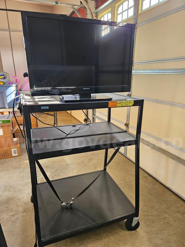 Magnavox TV with Bretford AV Cart, Magnavox VHS/DVD Player