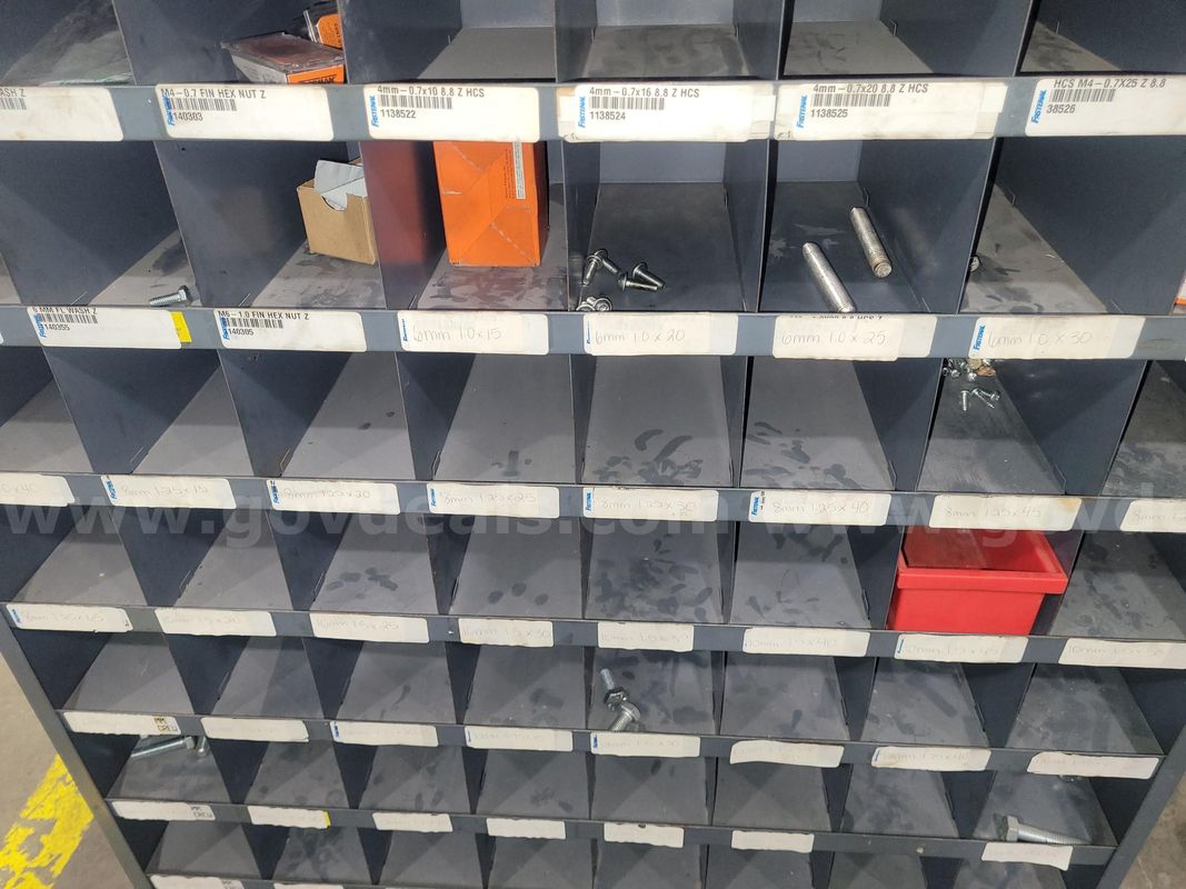 Large Metal Bin Cabinet with Assorted Metric Hardware