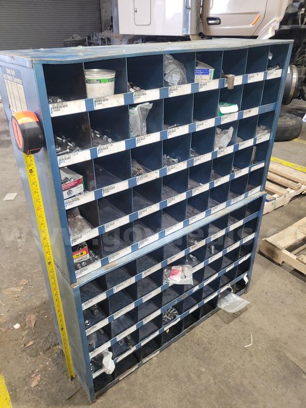 Large Metal Bin Cabinet with Assorted SAE Hardware