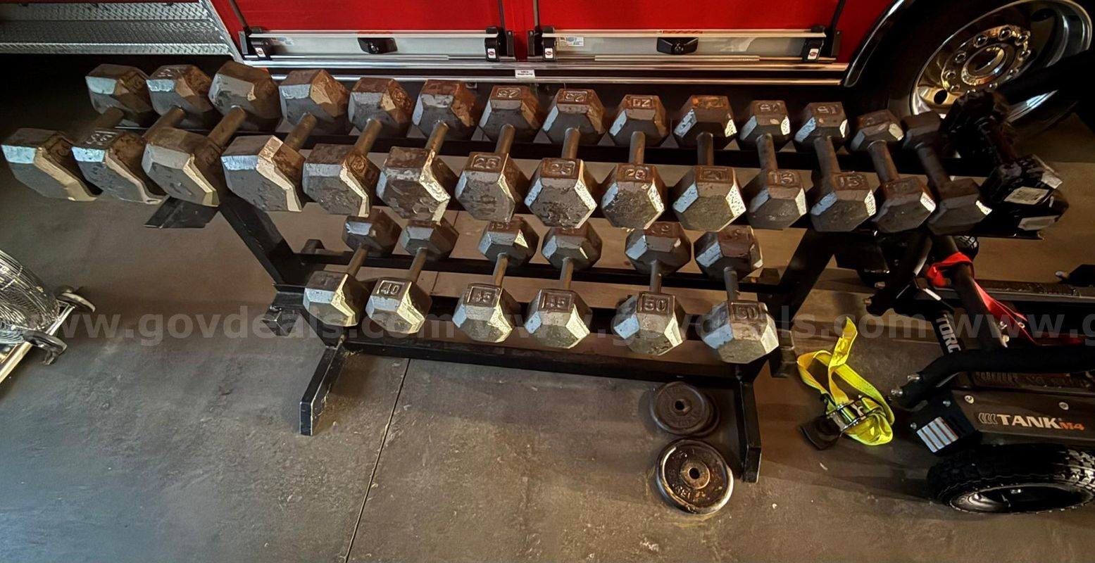 Iron Dumbell Set - Includes Rack - Pairs from 5lbs - 50lbs (2 Sets of 35's)