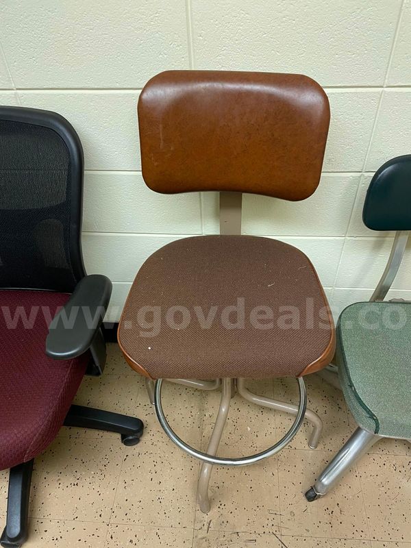 Brown Shop Stool With Backrest