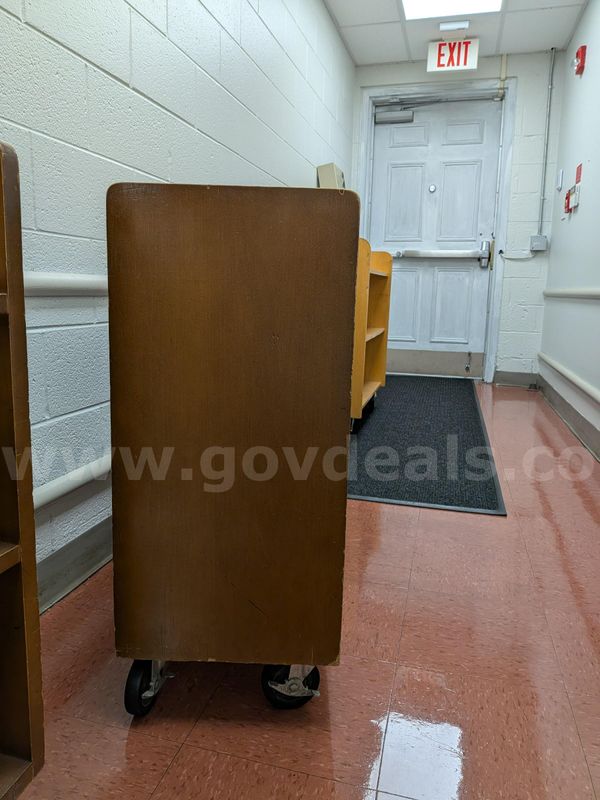 Dark Brown Rolling Wooden Book Cart