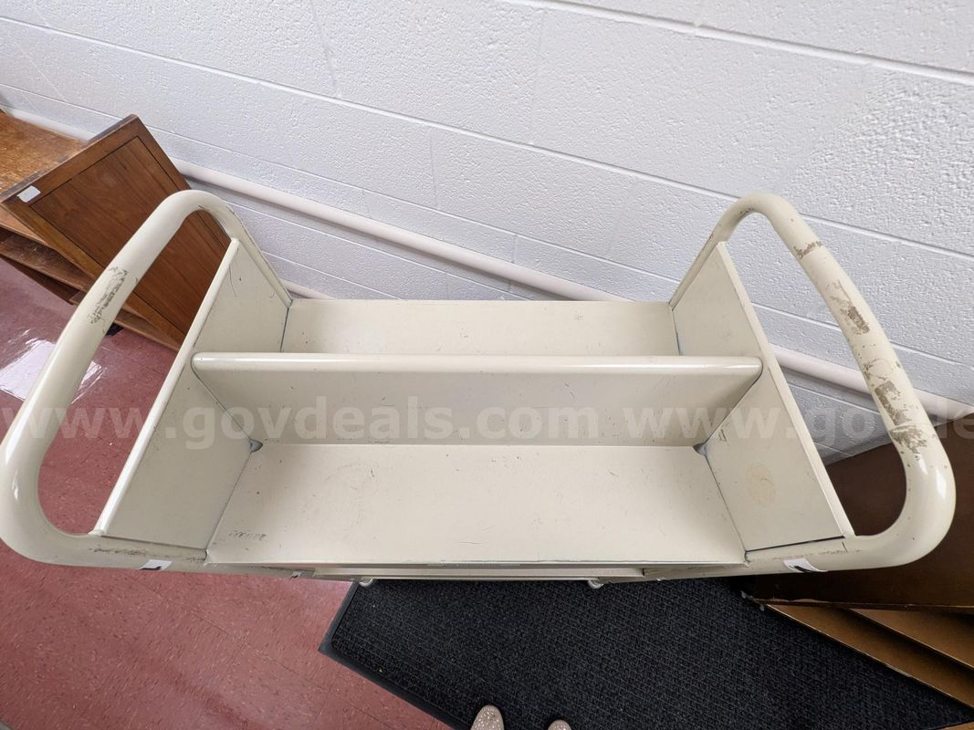 Olive Metal Rolling Book Cart