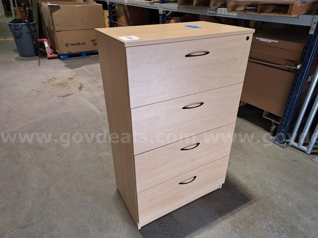Wood 4-Drawer Lateral File Cabinet w/Key