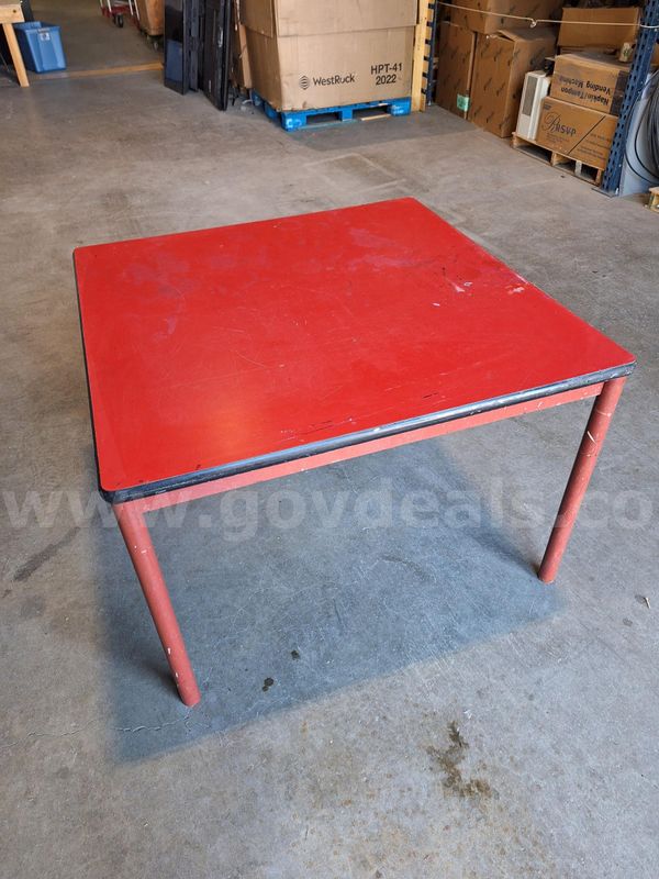 Red Square Table w/ Metal Frame