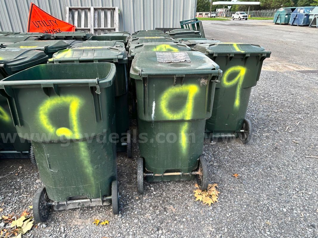 1 Lot of (17) Rolling Green Trash Cans- LOT 9 - Total of (17) Sold in One Auction