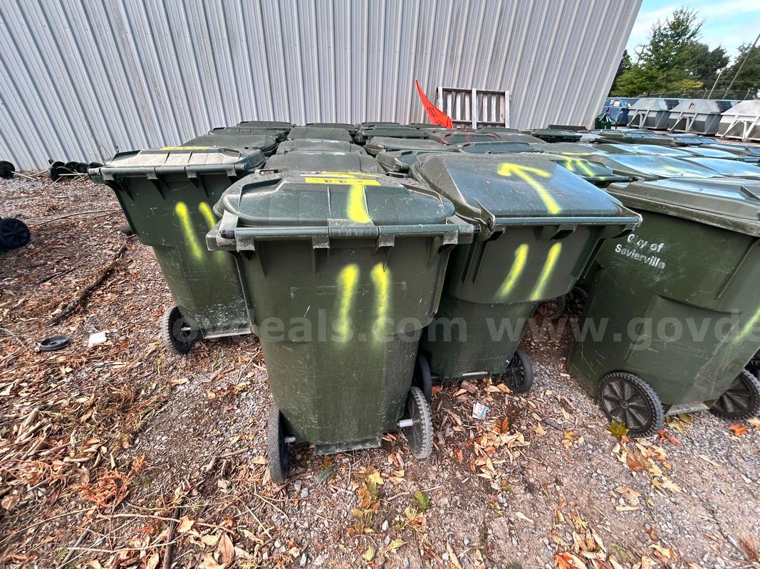 1 Lot of (17) Rolling Green Trash Cans- LOT 11 - Total of (17) Sold in One Auction