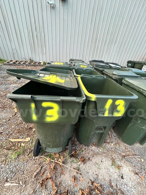 1 Lot of (8) Rolling Green Trash Cans- LOT 13 - Total of (8) Sold in One Auction