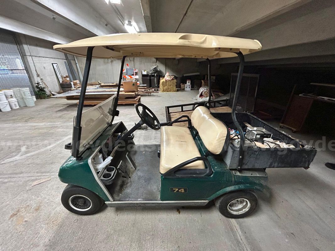 Club Car Electric Utility Golf Cart with Rear Cargo Bed and Dual Chargers