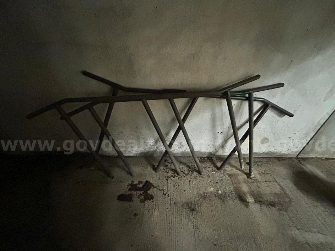 1 Lot of (3) Dark Grey Tubular Metal Cross-Braced Railing Sections