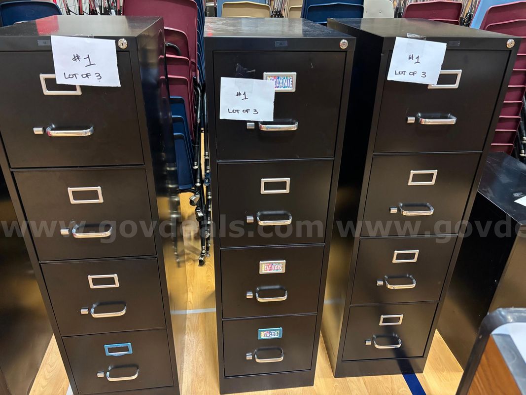 Vertical 4 Drawer File Cabinets (Lot of 3) UWE