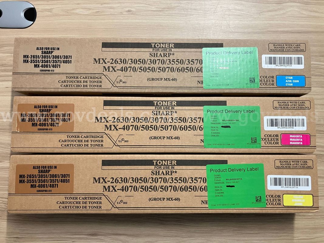 3 Toner cartridges for Sharp MX-5070 Generic for MX61NT-CA/MA/YA