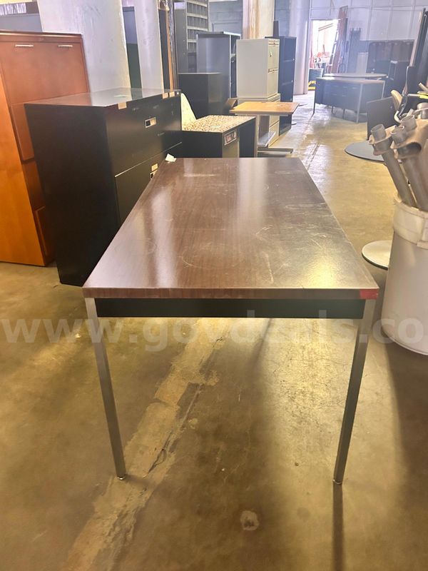 Dark wood grain top office table