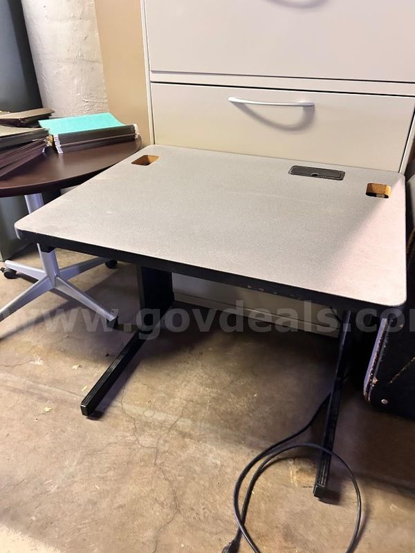 Compact Grey Computer Workstation Desk