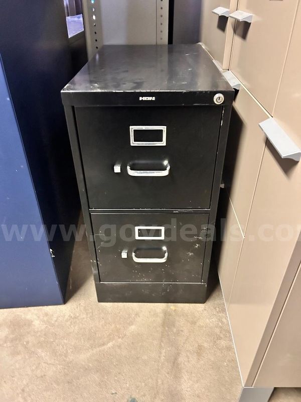 Black Metal 2-Drawer File Cabinet