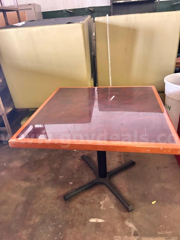 Table with Metal Pedestal Base