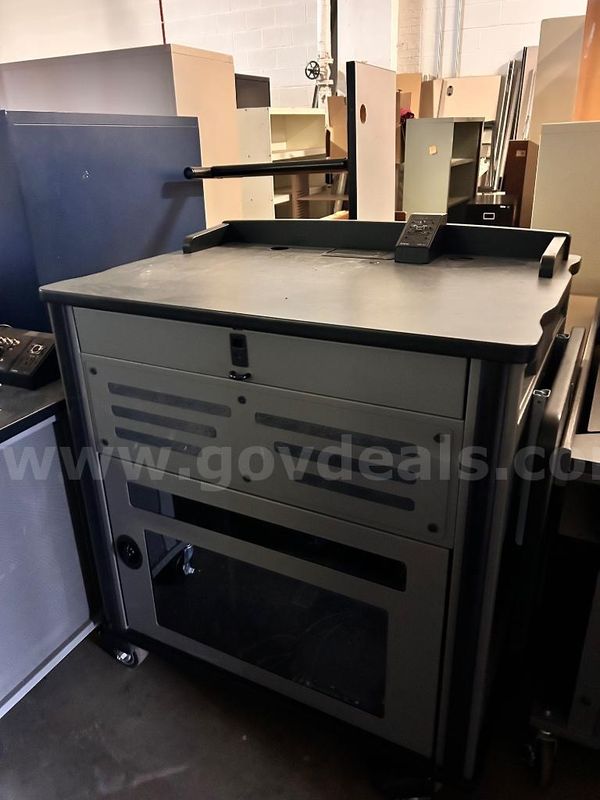 Mobile AV Presentation Lectern Cart with Folding Drop Shelf