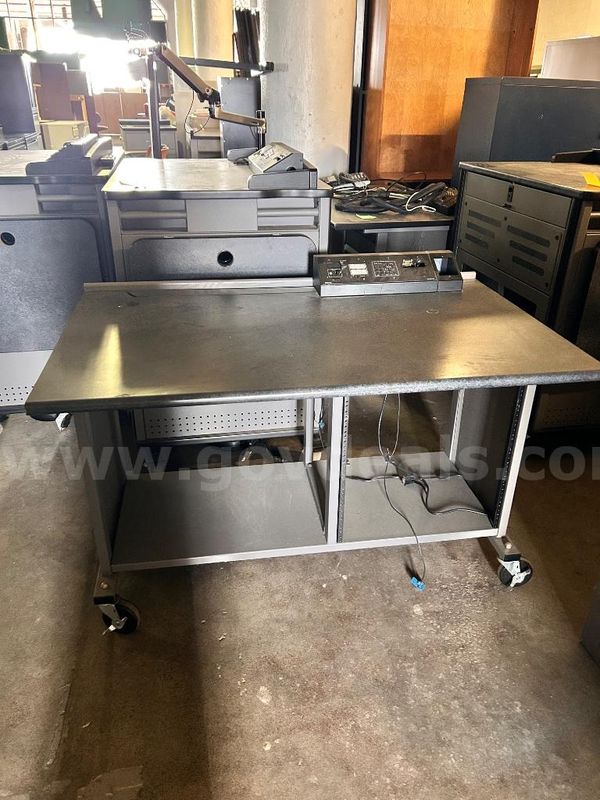 Mobile AV Media Desk Workstation with Power/Control Panel