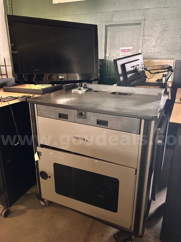 Spectrum Mobile AV Presentation Lectern Cart with Monitor & Drop Shelf