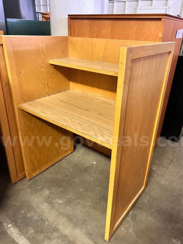 Wooden Study Carrel / Library Study Desk with Raised Shelf