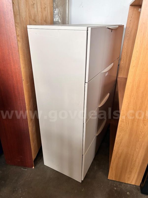 Beige Metal 4-Drawer Lateral Filing Cabinet
