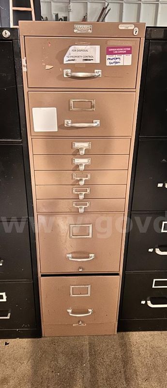 Republic Tan Vertical Steel File Cabinet with Card Drawers