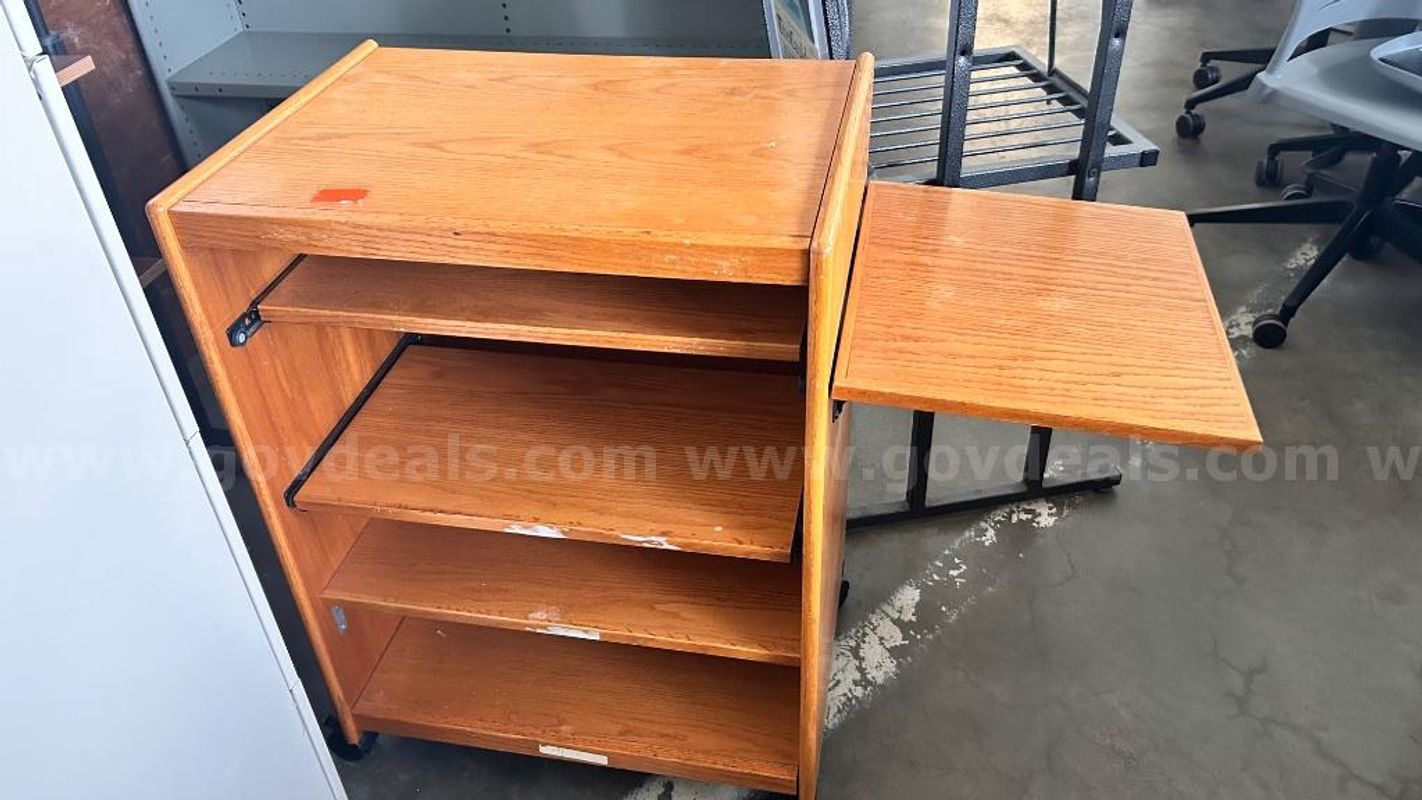 Utility Rolling Cart with Drop-Leaf Side Shelf