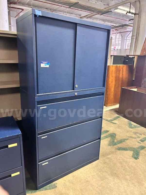 Tall Navy Blue Metal Storage Unit