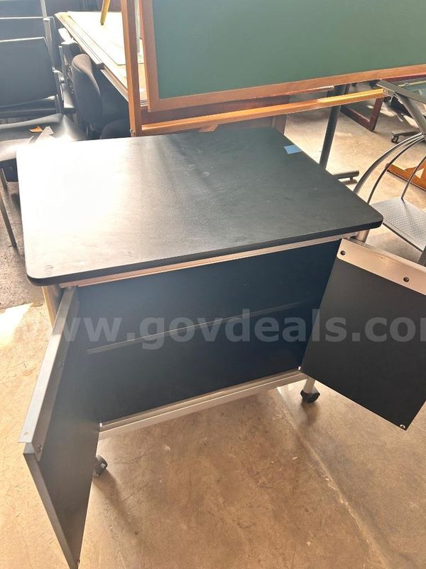 Mobile Black & Silver Two-Door Storage Credenza