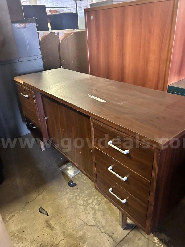Laminate Office Credenza with Sliding Doors & Drawer Pedestals