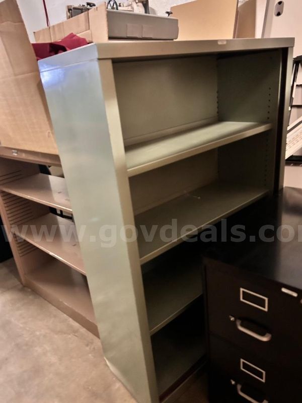 Gray Metal Open Bookcase / Shelving Unit