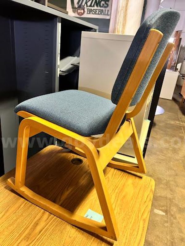 Low Back Rocking Chair with Blue Upholstery