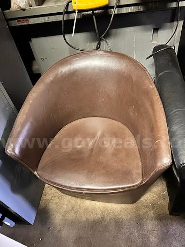 Lot of 3 Curved Brown Faux Leather Tub