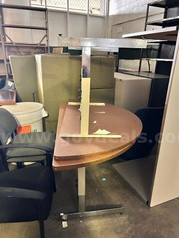 2 Half-Circle / Half-Round Wood Tables