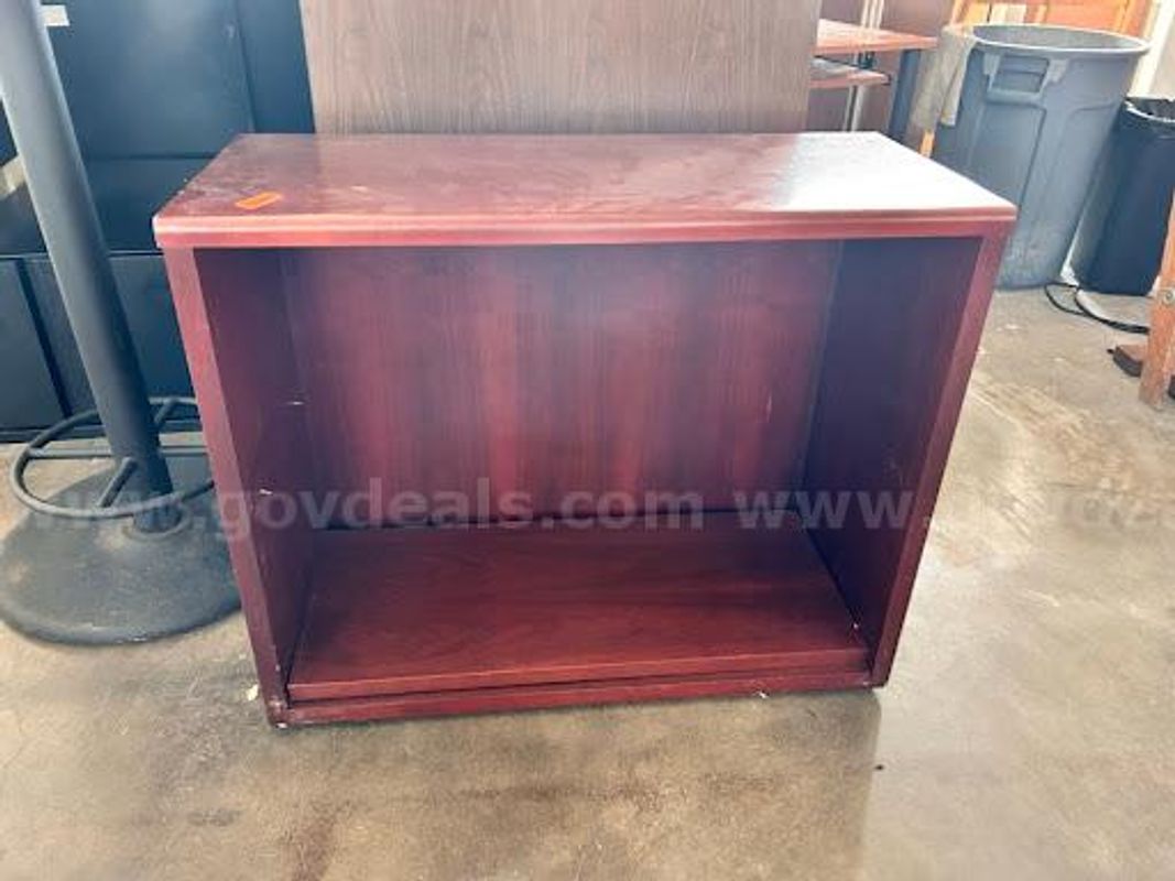 Mahogany Laminate 2-Shelf Low Open Bookcase