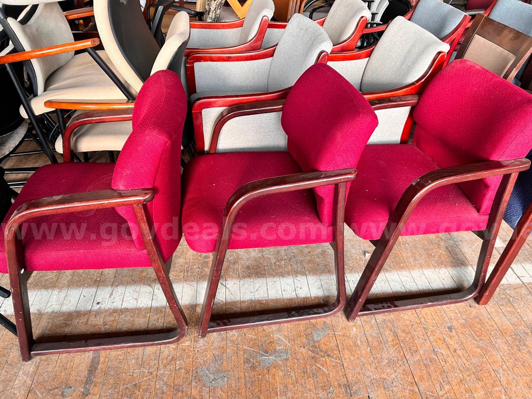Lot of 3 Vintage Burgundy Chairs