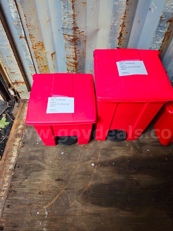 Lot of (4) medical waste bins and eye wash station
