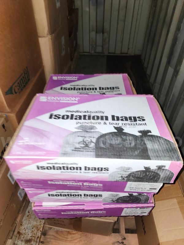Isolation Bags 7 boxes of bags plus two addition cases of red Isolation bags