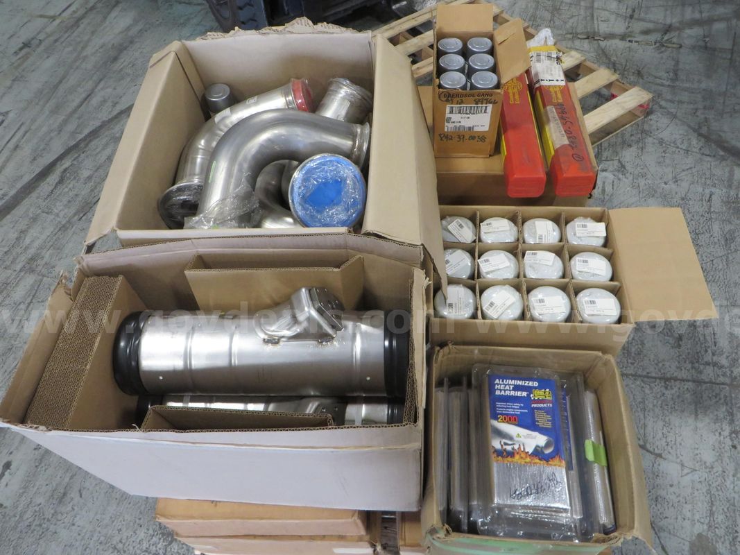 1 pallet - (2) Diesel decomp tubes, (120) 4" clamps, (36) Fuel filters and more.