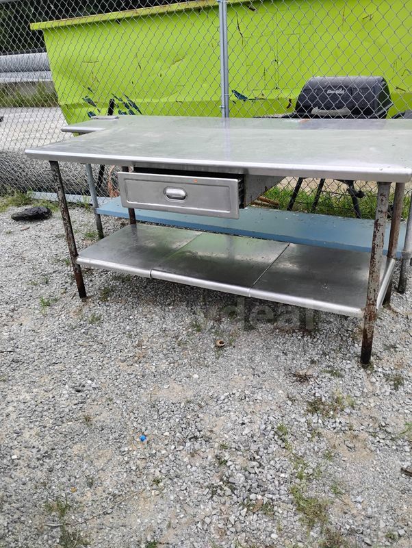 6' Metal Table w/ Drawer