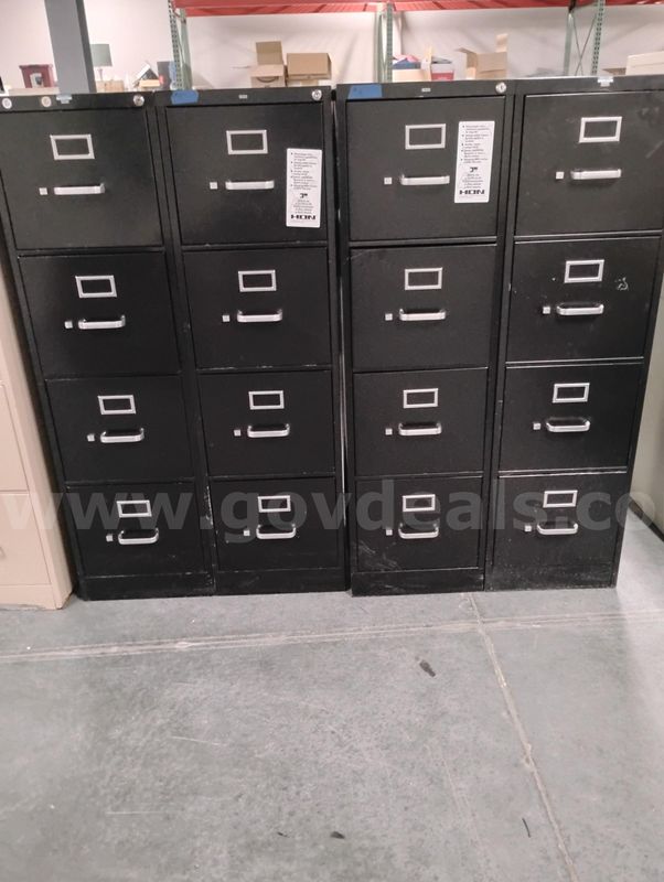 Set of 4 Hon Black Filing Cabinets