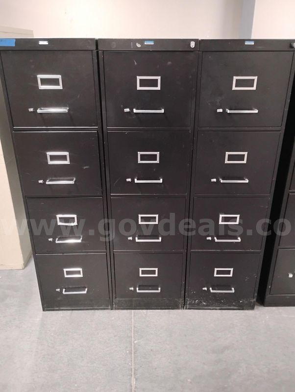 Set of 3 Black Filing Cabinets