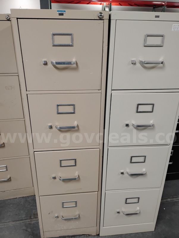 Set of 2 Tan Filing Cabinets