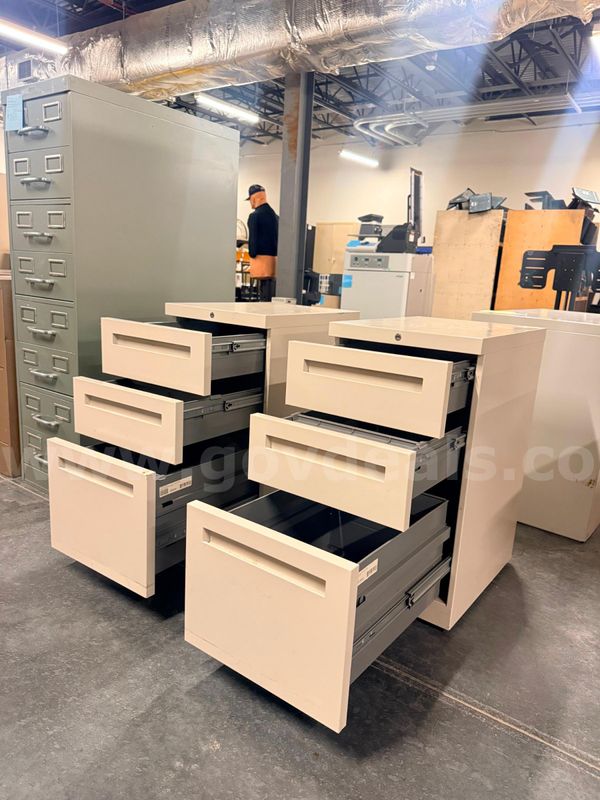 Set of 2 Metal Filing Cabinets- On Wheels