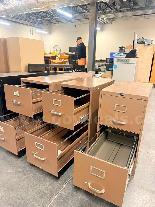 Set of 3 Brown Filing Cabinets- 2 Drawer